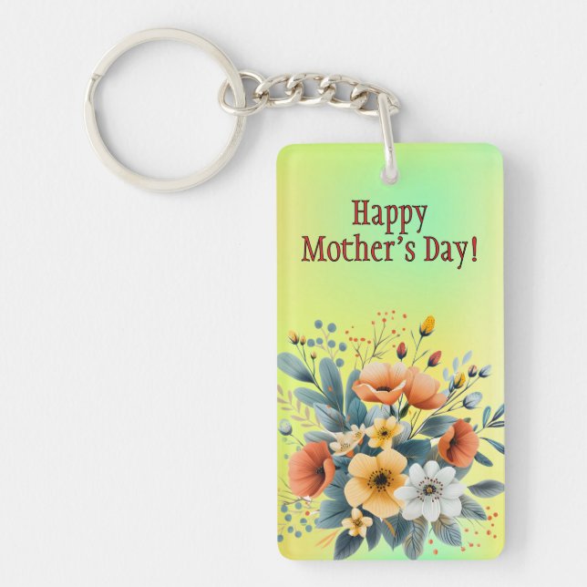 Llavero Mother's Day Boho Flowers Clipart-61983 Keychain B (Frente)