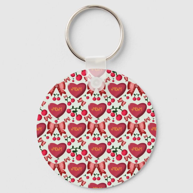 Llavero Mother's day cherry bow pattern gift  (Anverso)
