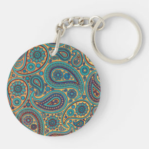Llavero Motismo del arcoiris turquesa retro Paisley