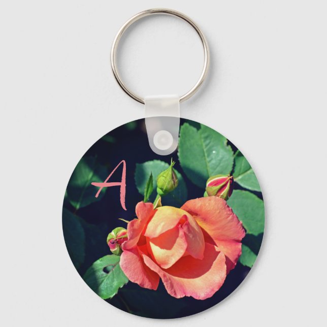 Llavero Motivación de monograma de Rosa de Buceo Rosa (Anverso)