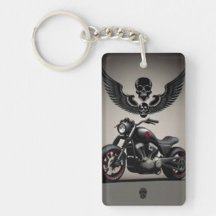 Llavero Motocicleta personalizada con gráfico de calavera