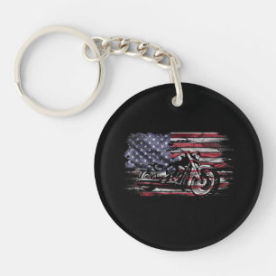 Llavero Motocicleta Vintage EEUU Bandera Retro Biker, Moto