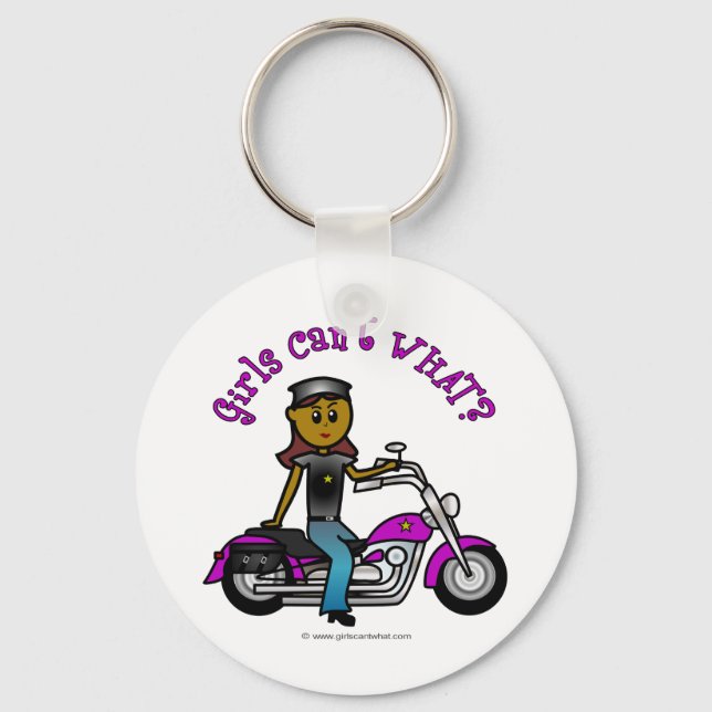 Llavero Motociclista mujer oscura (Anverso)