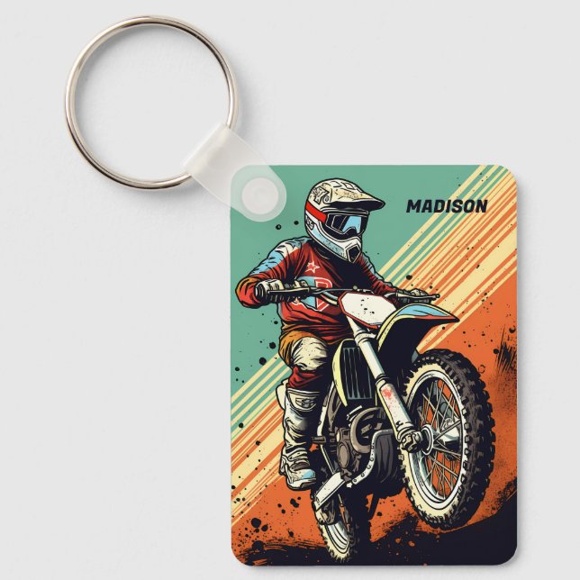 Llavero Motocross de nombre personalizado (Anverso)