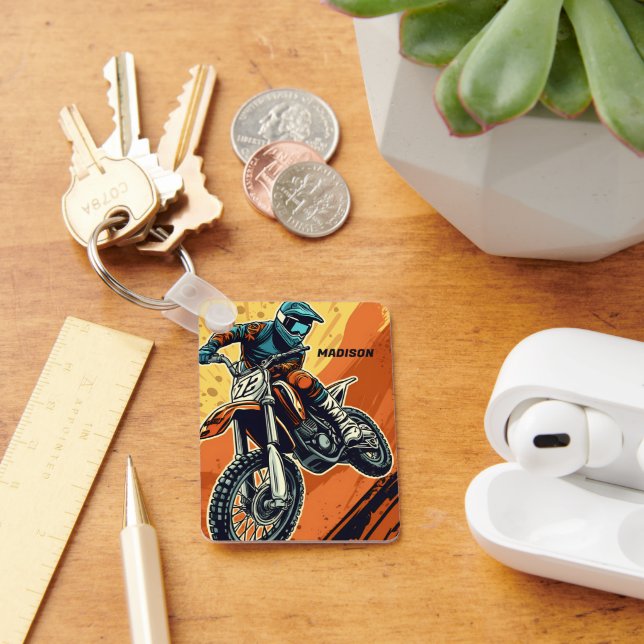 Llavero Motocross de nombre personalizado (Escritorio )