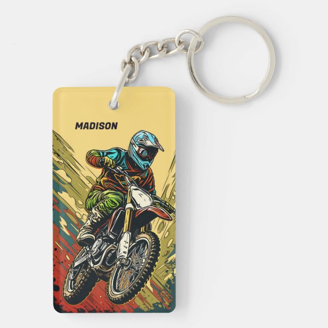 Llavero Motocross de nombre personalizado (Atrás)