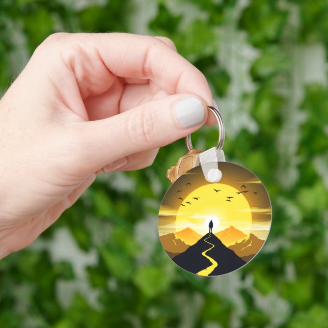 Llavero Mountain Peak Silhouette with a winding. Pedestal (Mano)