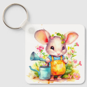 LLAVERO MOUSE CUTE BOY BOY CON FLORES NURSERA MOTIVATONAL