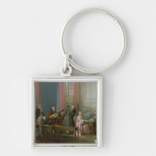 Llavero Mozart joven en el clavicordio