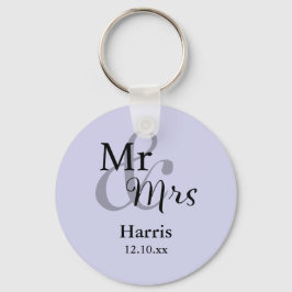 Llavero Mr. & Mrs. Wedding Favor Keyring Name/Date (lilac)