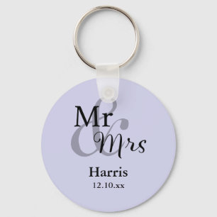 Llavero Mr. & Mrs. Wedding Favor Keyring Name/Date (lilac)