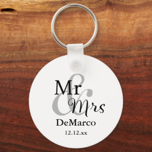 Llavero Mr. & Mrs. Wedding Favor Keyring Name/Date Photo