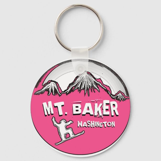 Llavero Mt. Baker Washington, el teclado de snowboarder ro (Anverso)
