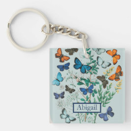 Llavero Muchas mariposas azules y Naranjas