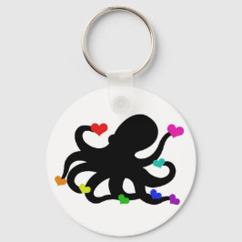 Llavero Muchos corazones de amor Diseño de Arte Octopus