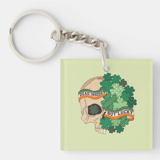 Llavero Muerto dentro pero afortunado - Calavera de azúcar (Frente)