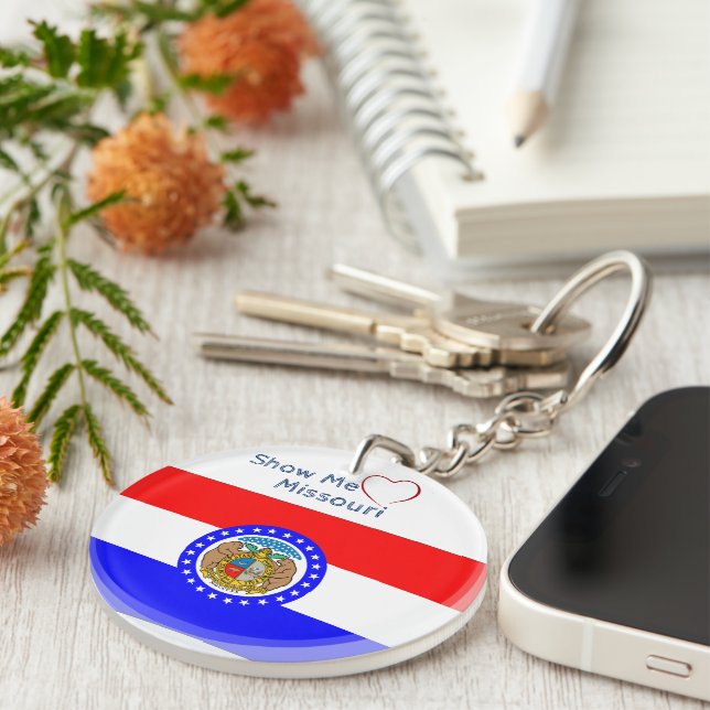 Llavero Muéstrame Amor Misuri con Patriótico de la Bandera (Frente Derecha)