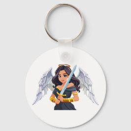 Llavero Mujer adorable Ángel con alas abiertas y espada