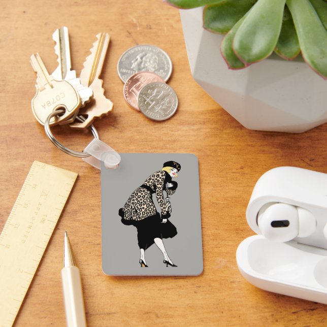 Llavero Mujer Art Decó de época en la chaqueta de papel Le (Escritorio )
