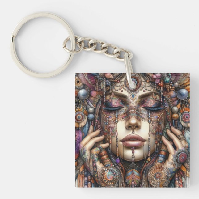 Llavero Mujer con elaborada fundamentación de inspiración  (Frente)