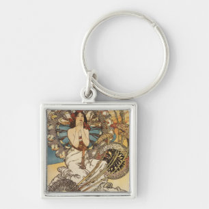 Llavero Mujer con las plumas - poster ferroviario del