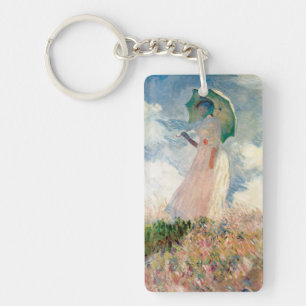 Llavero Mujer con Paraguas y Álamos por Claude Monet