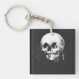 Llavero Mujer con reflejo de calavera de Halloween en el e