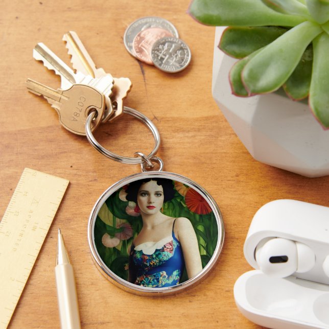 Llavero Mujer de estilo Art Déco elegante con grandes flor (Escritorio )