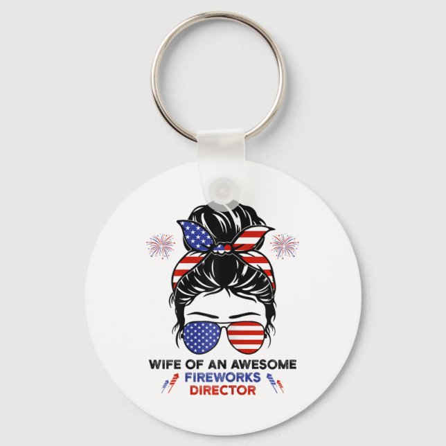 Llavero Mujer Directora De Fuegos Artificiales - Funny Usa (Anverso)
