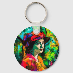 Llavero Mujer en Gorra rojo