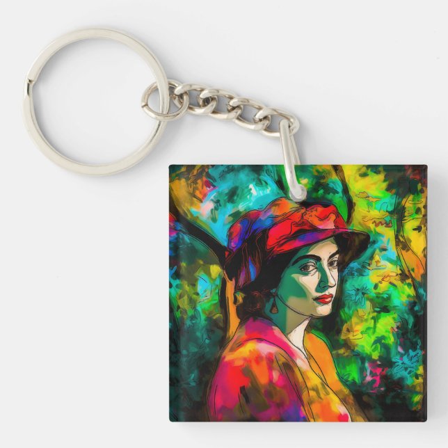 Llavero Mujer en Gorra rojo (Frente)