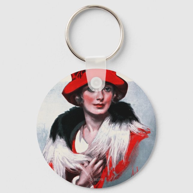 Llavero Mujer en Gorra rojo (Anverso)