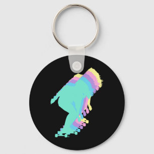 Llavero Mujer en longboard haciendo skateboarding Longboar