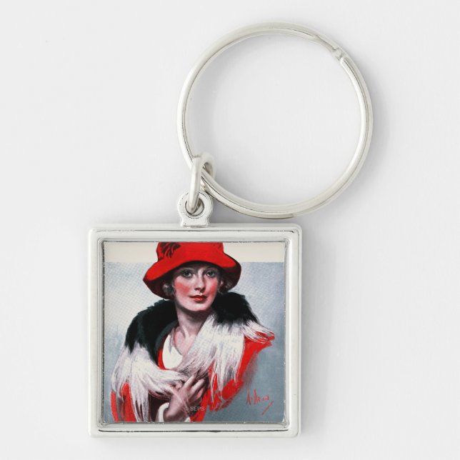 Llavero Mujer en Red Hat (Frente)
