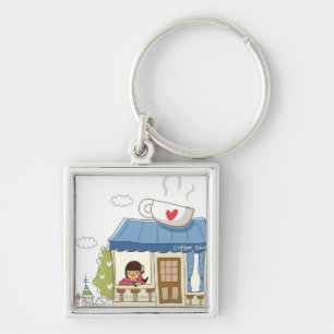 Llavero Mujer en una cafetería