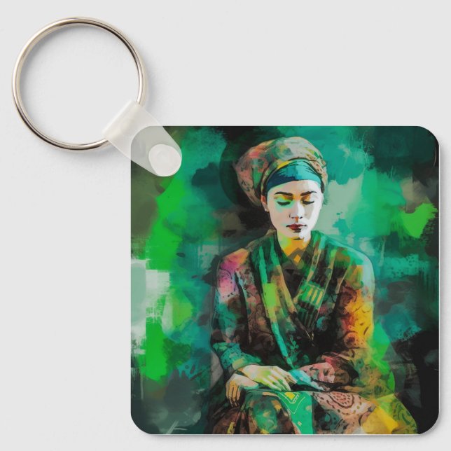 Llavero Mujer en verde (Anverso)