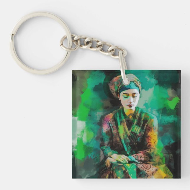 Llavero Mujer en verde (Frente)