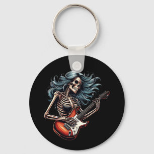 Llavero Mujer esqueleto rockera tocando guitarra Arte oscu