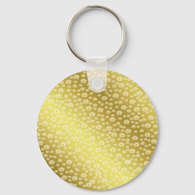 Llavero mujer, estampado floral, verano + flores, amarillo (Anverso)