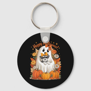 Llavero Mujer fantasma sosteniendo perro Schnauzer miniatu