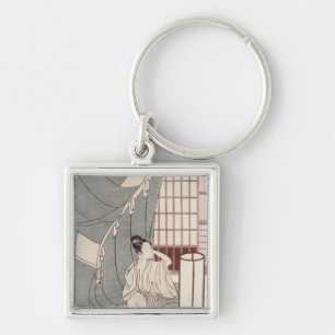 Llavero Mujer joven que se arrodilla por su red de