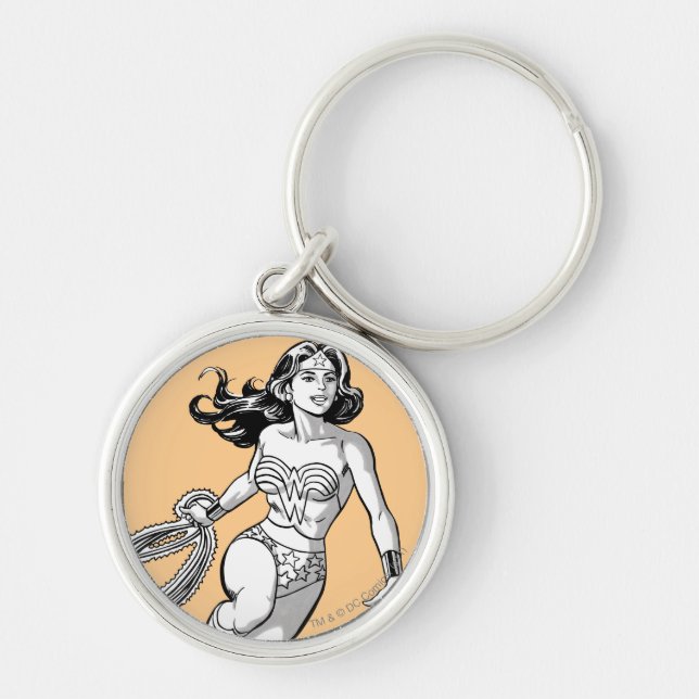 Llavero Mujer Maravilla Lasso Blanco y Negro (Frente)