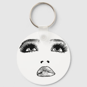 Llavero Mujer mirando hacia arriba maquillaje arte de bell