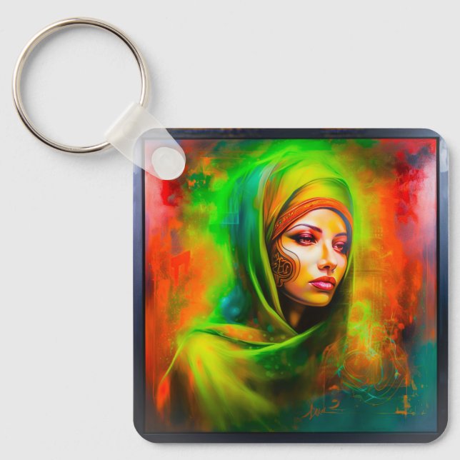 Llavero Mujer mística en colores neones (Anverso)