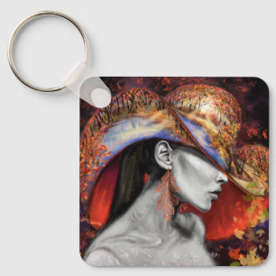 Llavero Mujer moderna en la pintura de la cadena de claves