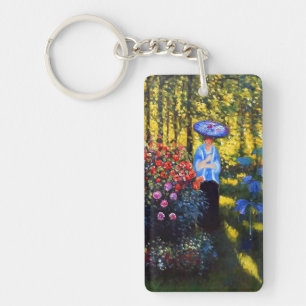 Llavero Mujer Monet con una sombrilla en el jardín