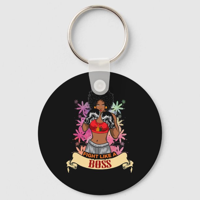 Llavero Mujer Negra Empoderada Boxeo Magia Kickboxing Chic (Anverso)