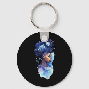 Llavero Mujer negra espiritual chica afro galaxia melanina