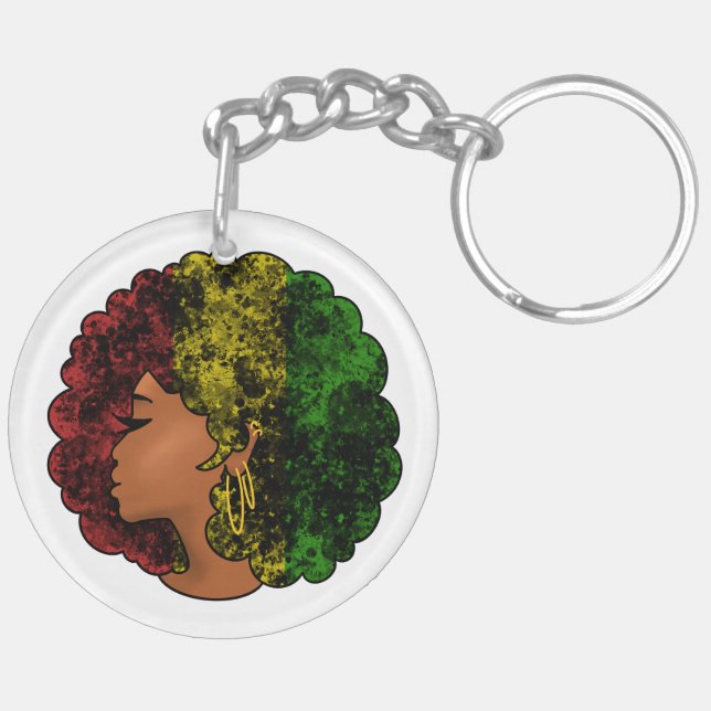 Llavero Mujer negra rasta afro rojo amarillo verde  (Izquierda Bajo)