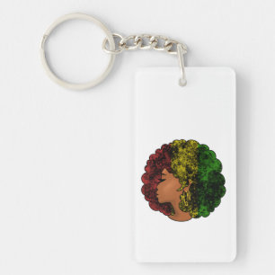 Llavero Mujer negra rasta afro rojo amarillo verde 